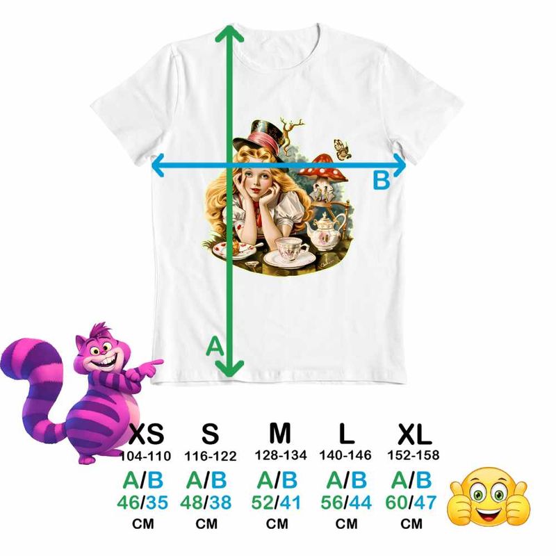 Fashion, accesorii si bijuterii - Copii - Imbracaminte copii - Tricouri copii - Tricou Copii Fete Alice Tara Minunilor Aventuri, alb, marime M Copii - Infinity.ro