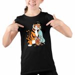 Fashion, accesorii si bijuterii - Copii - Imbracaminte copii - Tricouri copii - Tricou Copii Fete Aladdin Jasmine Abu Rajah Tigru Imperial, negru, marime L Copii - Infinity.ro