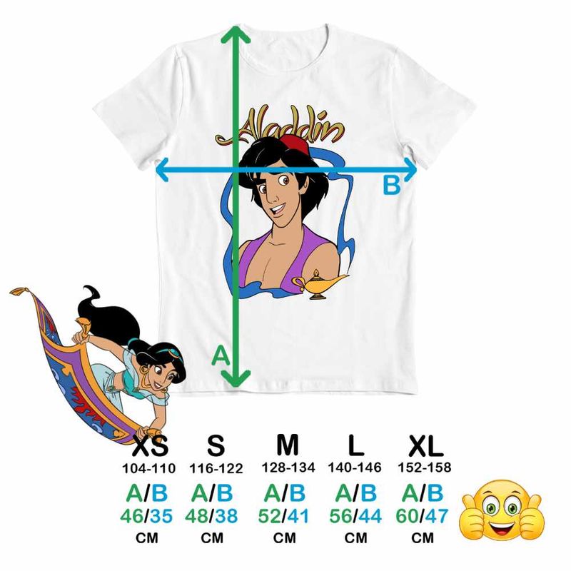 Fashion, accesorii si bijuterii - Copii - Imbracaminte copii - Tricouri copii - Tricou Copii Fete Aladdin Lampa Fermecata Ali Baba Aladin, alb, marime S Copii - Infinity.ro
