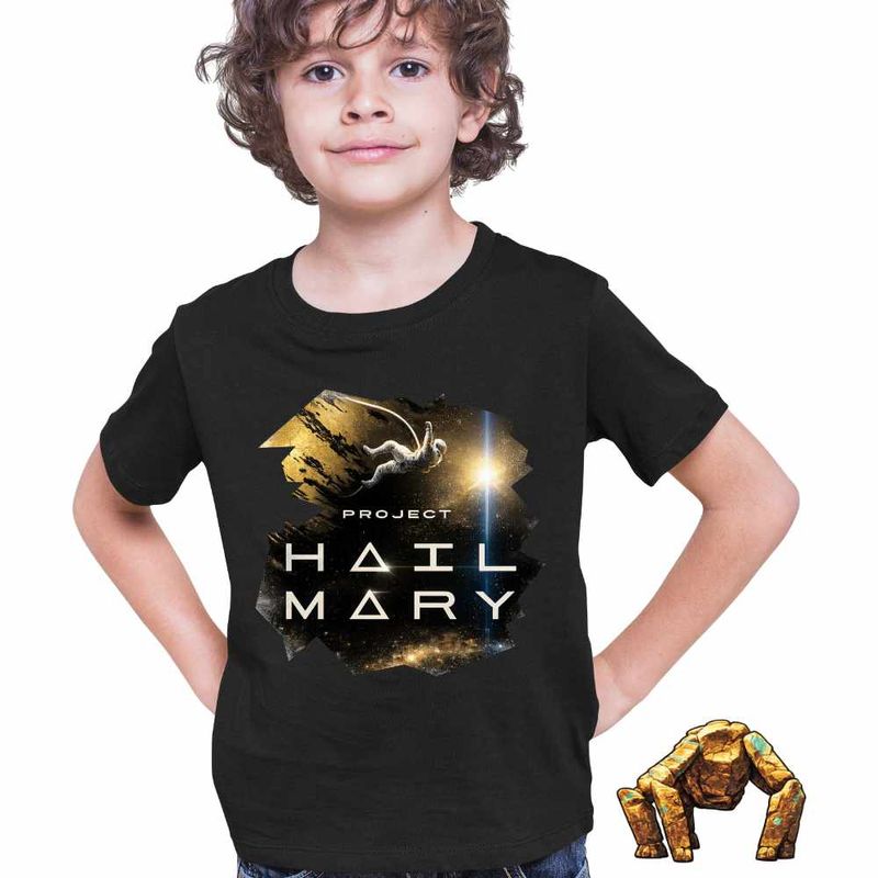 Fashion, accesorii si bijuterii - Copii - Imbracaminte copii - Tricouri copii - Tricou Copii Baieti Project Hail Mary Spaceship Mission Tau Ceti, negru, marime M Copii - Infinity.ro