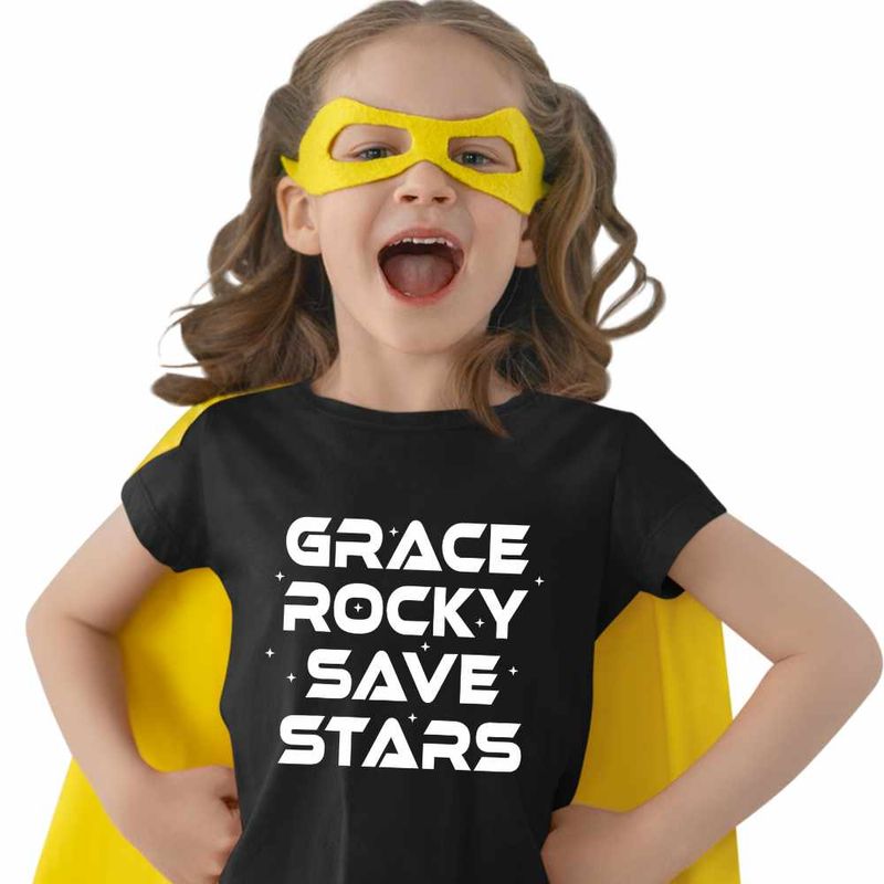 Fashion, accesorii si bijuterii - Copii - Imbracaminte copii - Tricouri copii - Tricou Copii Fete Project Hail Mary Grace Rocky Save Stars, negru, marime M Copii - Infinity.ro