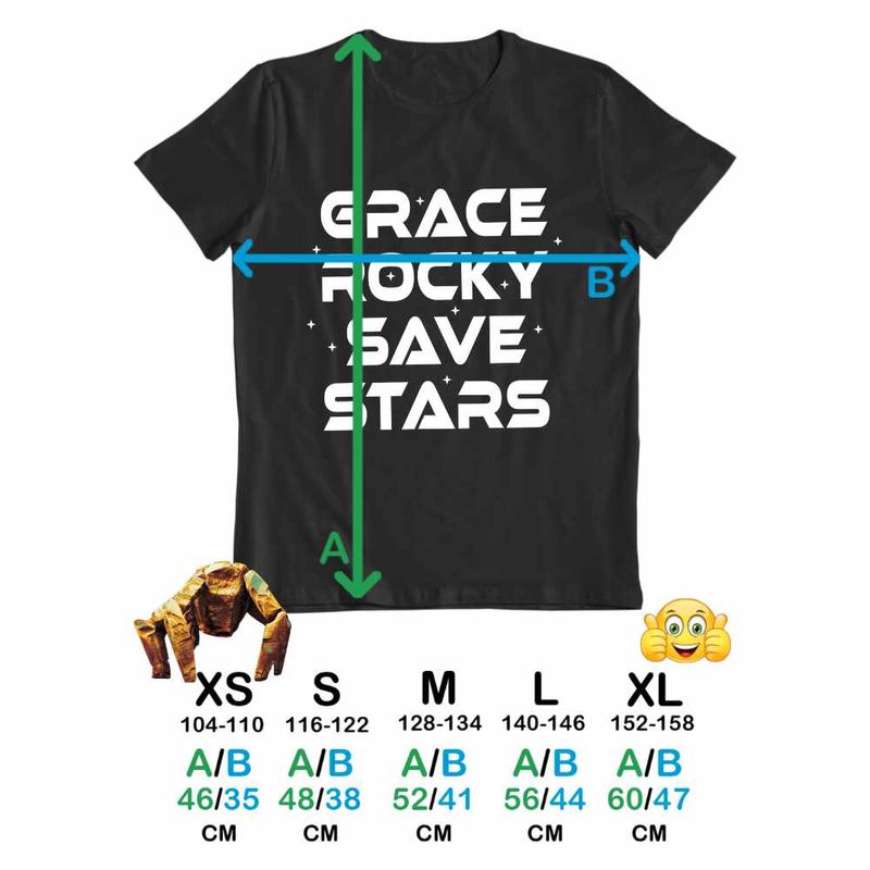 Fashion, accesorii si bijuterii - Copii - Imbracaminte copii - Tricouri copii - Tricou Copii Fete Project Hail Mary Grace Rocky Save Stars, negru, marime M Copii - Infinity.ro