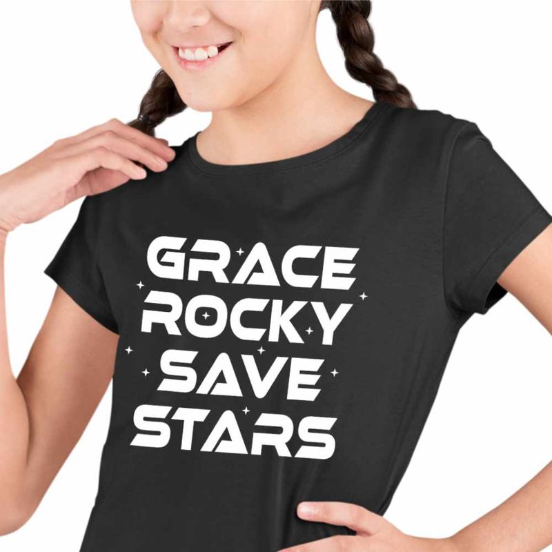 Fashion, accesorii si bijuterii - Copii - Imbracaminte copii - Tricouri copii - Tricou Copii Fete Project Hail Mary Grace Rocky Save Stars, negru, marime M Copii - Infinity.ro