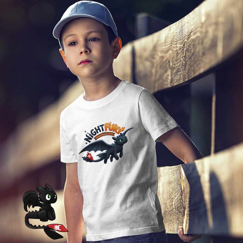 Fashion, accesorii si bijuterii - Copii - Imbracaminte copii - Tricouri copii - Tricou Copii Baieti Night Fury Toothless How to train your dragon, alb, marime XS Copii - Infinity.ro