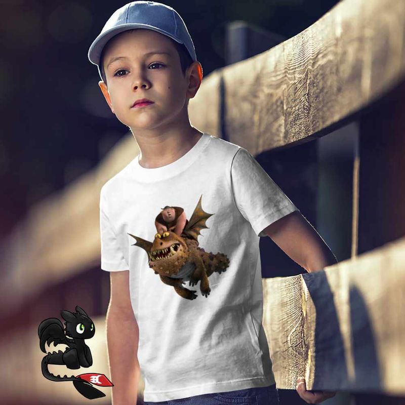 Fashion, accesorii si bijuterii - Copii - Imbracaminte copii - Tricouri copii - Tricou Copii Baieti Fishtlegs Meatlug How to train your dragon, alb, marime S Copii - Infinity.ro