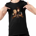 Fashion, accesorii si bijuterii - Copii - Imbracaminte copii - Tricouri copii - Tricou Copii Fete Dragon Riders Hiccup Astrid How to train your dragon, negru, marime L Copii - Infinity.ro