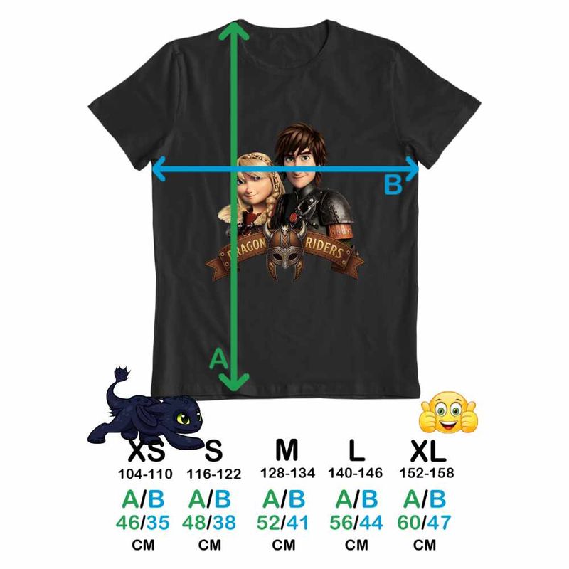 Fashion, accesorii si bijuterii - Copii - Imbracaminte copii - Tricouri copii - Tricou Copii Fete Dragon Riders Hiccup Astrid How to train your dragon, negru, marime L Copii - Infinity.ro