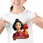 Fashion, accesorii si bijuterii - Copii - Imbracaminte copii - Tricouri copii - Tricou Copii Fete Mulan Dragon, alb, marime M Copii - Infinity.ro