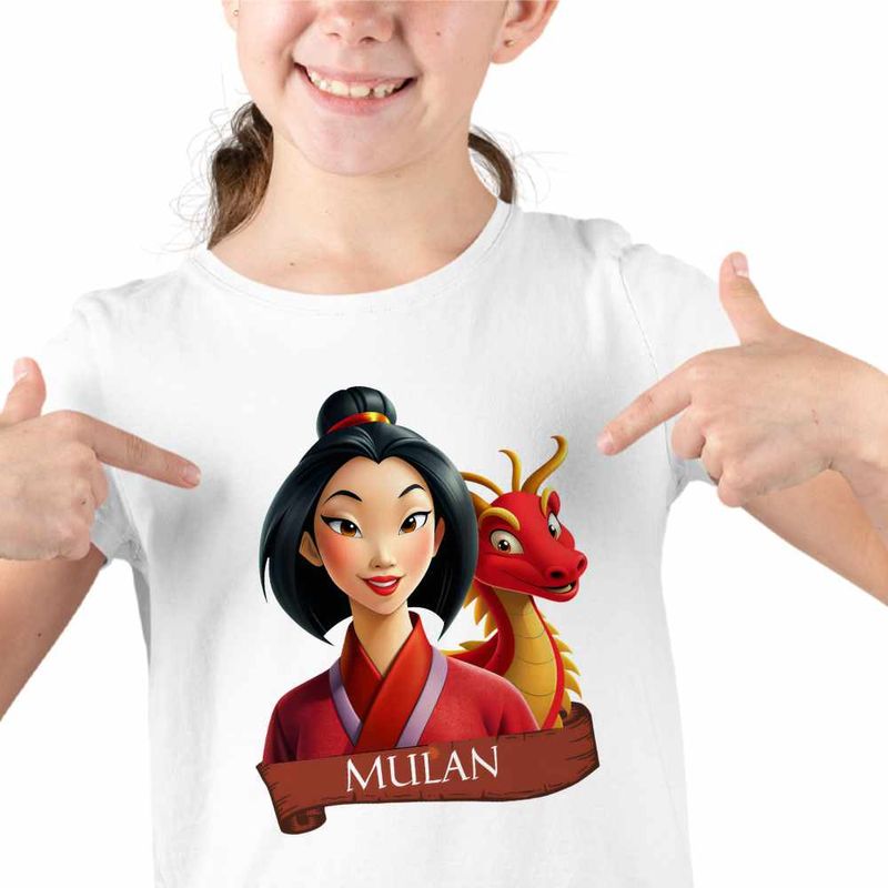 Fashion, accesorii si bijuterii - Copii - Imbracaminte copii - Tricouri copii - Tricou Copii Fete Mulan Dragon, alb, marime M Copii - Infinity.ro