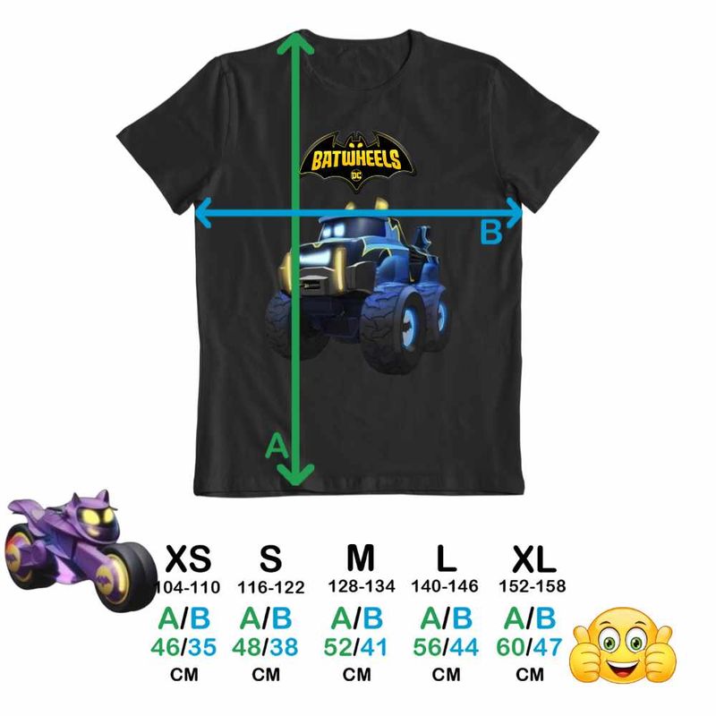 Fashion, accesorii si bijuterii - Copii - Imbracaminte copii - Tricouri copii - Tricou Copii Fete Batwheels Buff Battruck Batroti Batman Desene, negru, marime XL Copii - Infinity.ro