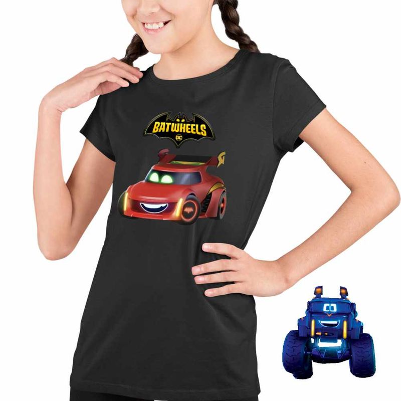 Fashion, accesorii si bijuterii - Copii - Imbracaminte copii - Tricouri copii - Tricou Copii Fete Batwheels Redbird Batroti Robin Desene Masini, negru, marime L Copii - Infinity.ro