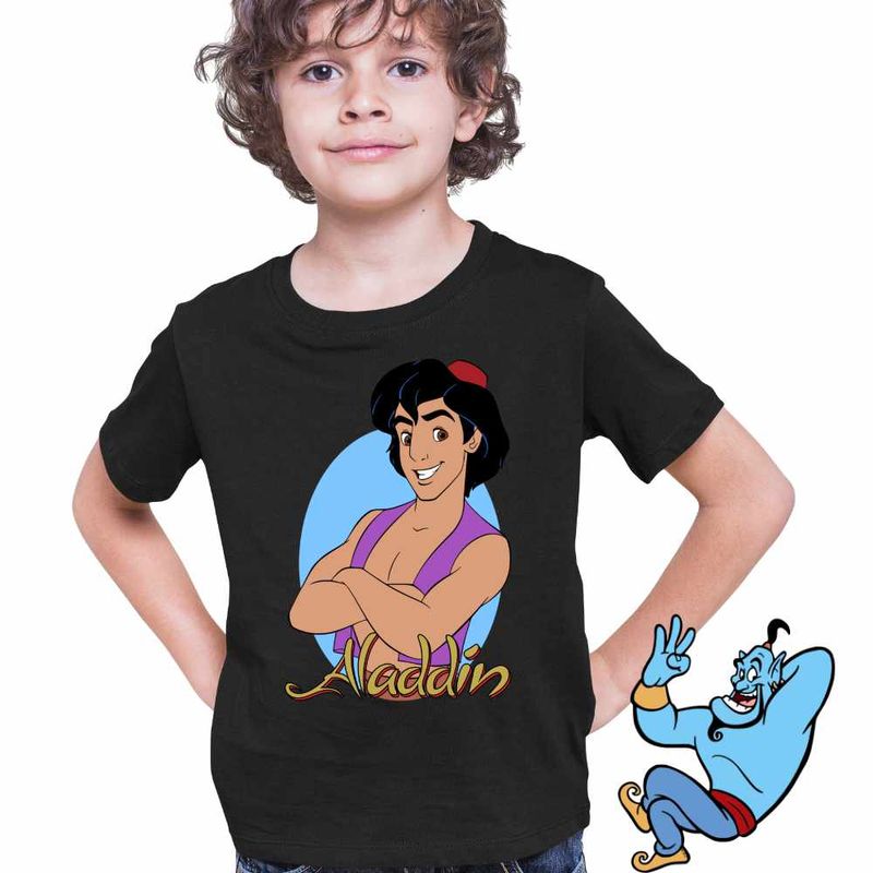 Fashion, accesorii si bijuterii - Copii - Imbracaminte copii - Tricouri copii - Tricou Copii Baieti Aladdin Ali Baba O mie si una de nopti Aladin, negru, marime S Copii - Infinity.ro