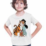 Fashion, accesorii si bijuterii - Copii - Imbracaminte copii - Tricouri copii - Tricou Copii Baieti Aladdin Jasmine Abu Rajah Tigru Imperial, alb, marime XL Copii - Infinity.ro