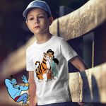 Fashion, accesorii si bijuterii - Copii - Imbracaminte copii - Tricouri copii - Tricou Copii Baieti Aladdin Jasmine Abu Rajah Tigru Imperial, alb, marime XL Copii - Infinity.ro