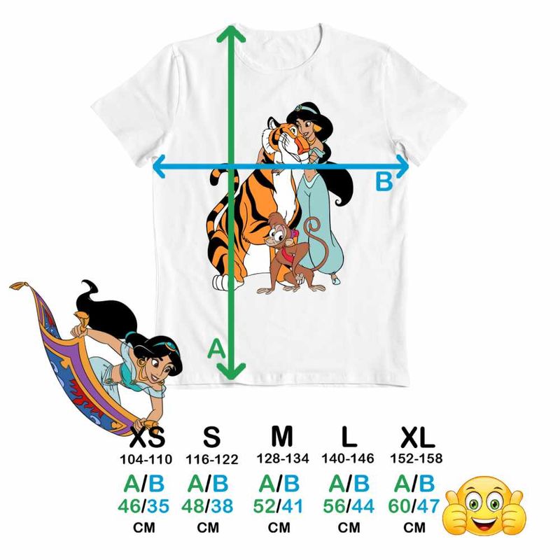 Fashion, accesorii si bijuterii - Copii - Imbracaminte copii - Tricouri copii - Tricou Copii Baieti Aladdin Jasmine Abu Rajah Tigru Imperial, alb, marime XL Copii - Infinity.ro