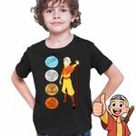 Fashion, accesorii si bijuterii - Copii - Imbracaminte copii - Tricouri copii - Tricou Copii Baieti Avatar Airbender Cele 4 Elemente, negru, marime XS Copii - Infinity.ro