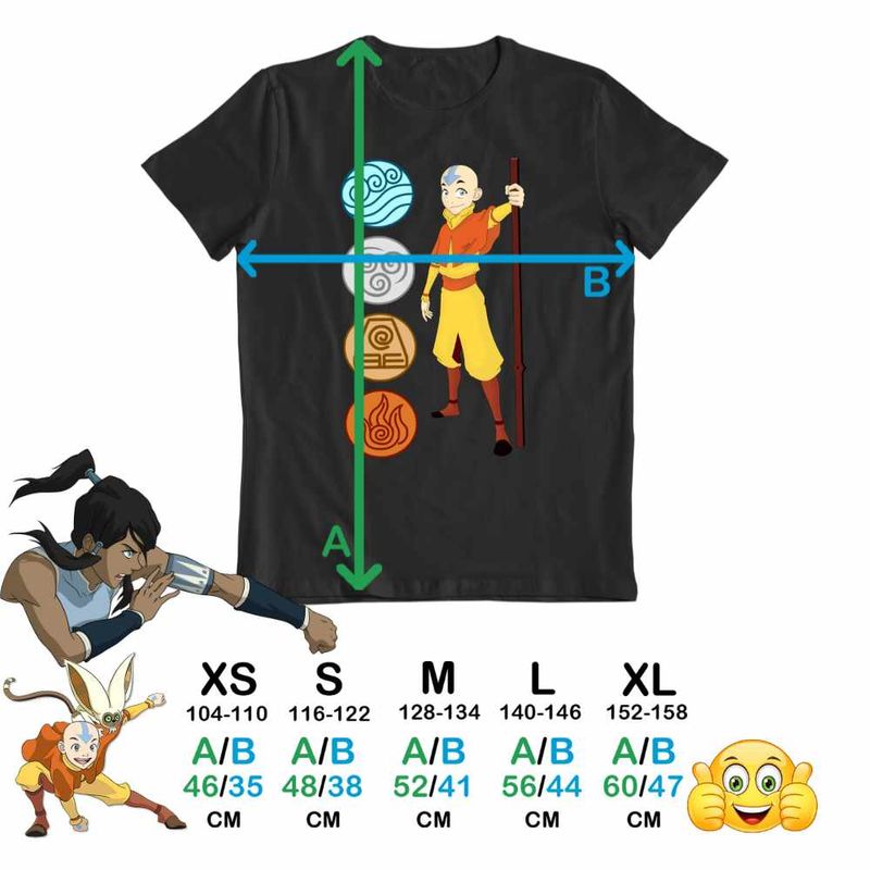 Fashion, accesorii si bijuterii - Copii - Imbracaminte copii - Tricouri copii - Tricou Copii Baieti Avatar Airbender Cele 4 Elemente, negru, marime XS Copii - Infinity.ro