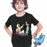 Fashion, accesorii si bijuterii - Copii - Imbracaminte copii - Tricouri copii - Tricou Copii Baieti Aladdin Print Ali Jasmine Covor Fermecat Sultan, negru, marime M Copii - Infinity.ro
