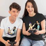 Fashion, accesorii si bijuterii - Copii - Imbracaminte copii - Tricouri copii - Tricou Copii Baieti Aladdin Print Ali Jasmine Covor Fermecat Sultan, negru, marime M Copii - Infinity.ro