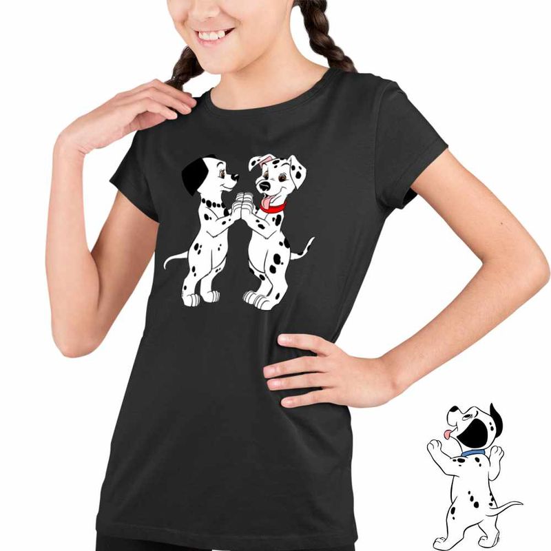 Fashion, accesorii si bijuterii - Copii - Imbracaminte copii - Tricouri copii - Tricou Copii Fete 101 Dalmatieni Joaca Catel Dalmatian Puppy, negru, marime S Copii - Infinity.ro