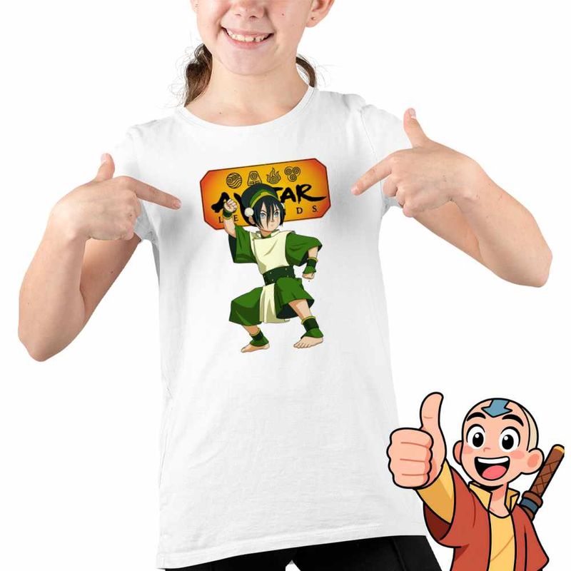 Fashion, accesorii si bijuterii - Copii - Imbracaminte copii - Tricouri copii - Tricou Copii Fete Avatar Toph Bei Fong Legenda lui Aang Airbender, alb, marime M Copii - Infinity.ro