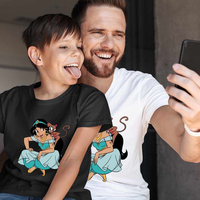 Fashion, accesorii si bijuterii - Copii - Imbracaminte copii - Tricouri copii - Tricou Copii Baieti Aladdin Jasmine Abu Maimuta Aladin, alb, marime S Copii - Infinity.ro