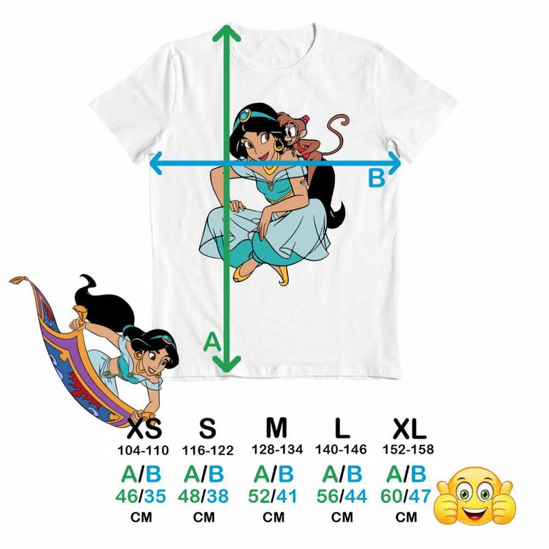Fashion, accesorii si bijuterii - Copii - Imbracaminte copii - Tricouri copii - Tricou Copii Baieti Aladdin Jasmine Abu Maimuta Aladin, alb, marime S Copii - Infinity.ro