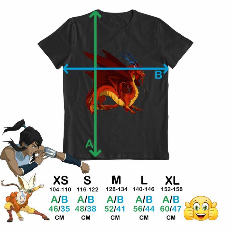Fashion, accesorii si bijuterii - Copii - Imbracaminte copii - Tricouri copii - Tricou Copii Fete Avatar Dragon Fang Roku Anime Airbender, negru, marime XS Copii - Infinity.ro