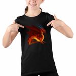 Fashion, accesorii si bijuterii - Copii - Imbracaminte copii - Tricouri copii - Tricou Copii Fete Avatar Dragon Fang Roku Anime Airbender, negru, marime XS Copii - Infinity.ro