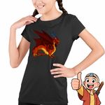 Fashion, accesorii si bijuterii - Copii - Imbracaminte copii - Tricouri copii - Tricou Copii Fete Avatar Dragon Fang Roku Anime Airbender, negru, marime XS Copii - Infinity.ro