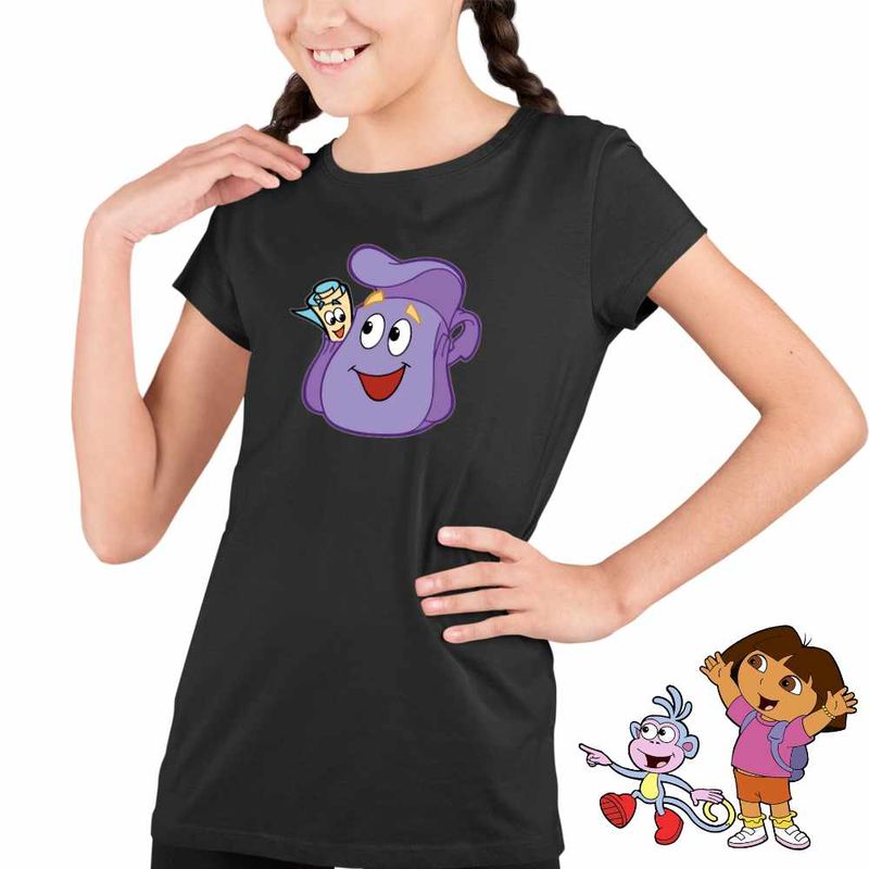 Fashion, accesorii si bijuterii - Copii - Imbracaminte copii - Tricouri copii - Tricou Copii Fete Dora Explorer Ghiozdan Harta Actiune, negru, marime XL Copii - Infinity.ro