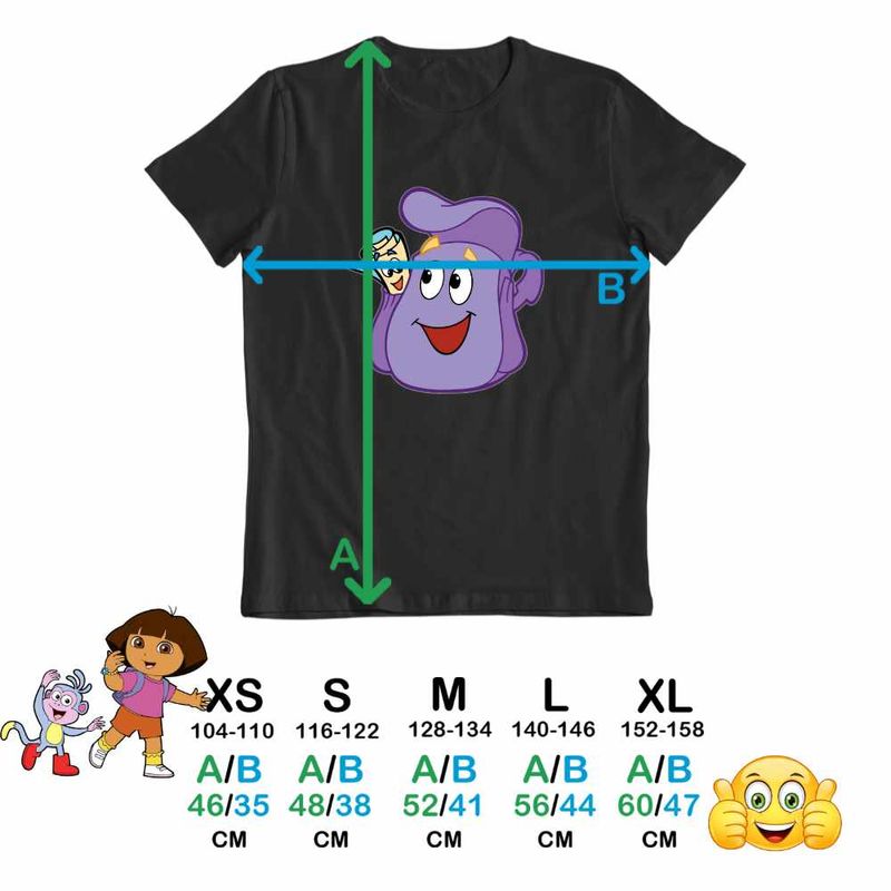 Fashion, accesorii si bijuterii - Copii - Imbracaminte copii - Tricouri copii - Tricou Copii Fete Dora Explorer Ghiozdan Harta Actiune, negru, marime XL Copii - Infinity.ro