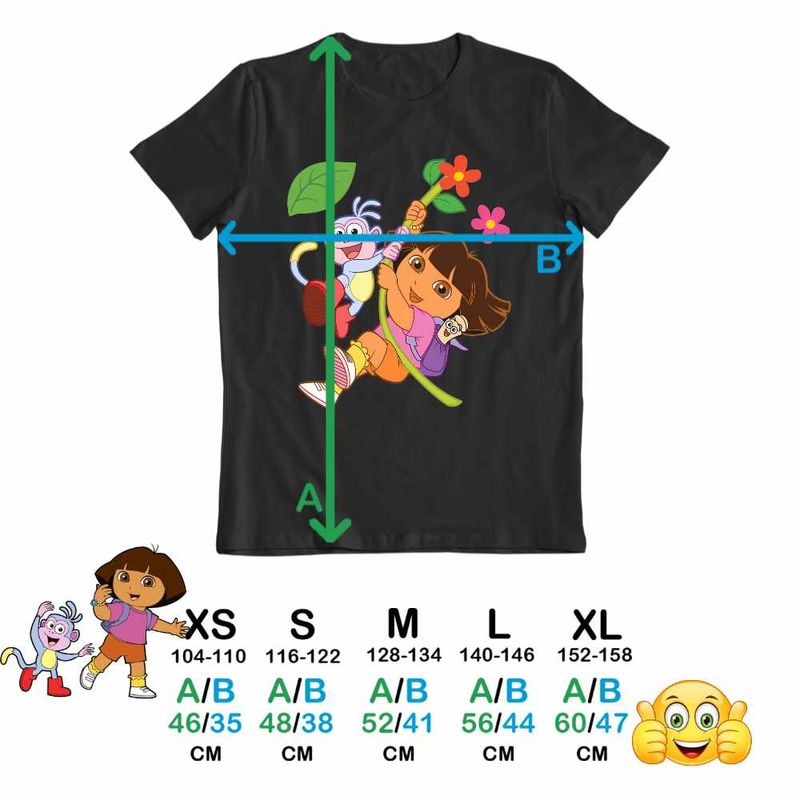 Fashion, accesorii si bijuterii - Copii - Imbracaminte copii - Tricouri copii - Tricou Copii Baieti Dora Boots Exploratoarea Jungla Liana Explorer, negru, marime XL Copii - Infinity.ro