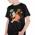 Fashion, accesorii si bijuterii - Copii - Imbracaminte copii - Tricouri copii - Tricou Copii Baieti Dora Boots Exploratoarea Jungla Liana Explorer, negru, marime XL Copii - Infinity.ro
