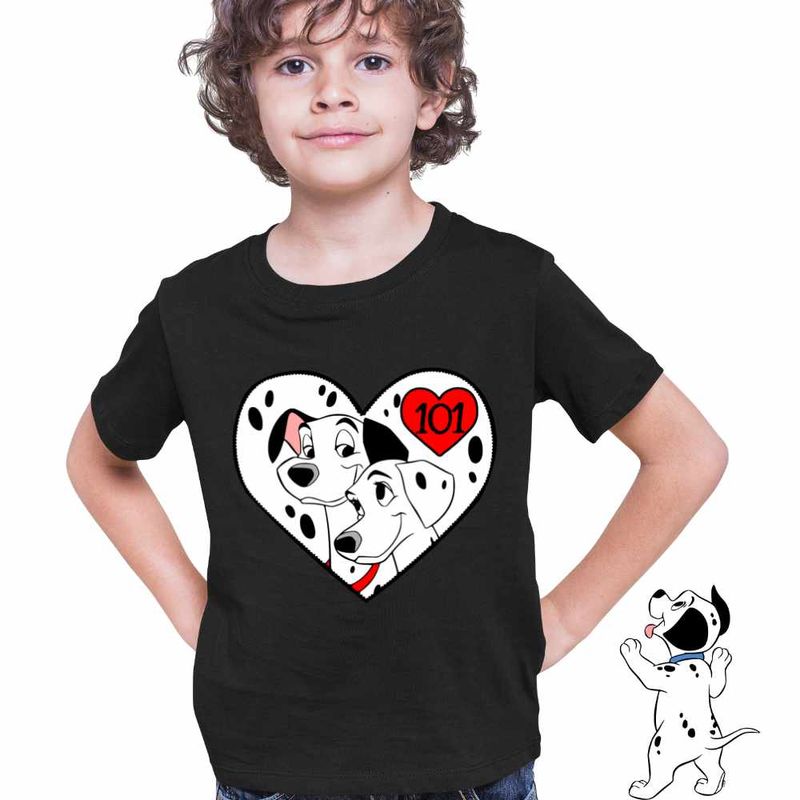 Fashion, accesorii si bijuterii - Copii - Imbracaminte copii - Tricouri copii - Tricou Copii Baieti 101 Dalmatieni Pongo Perdita Love Catei, negru, marime M Copii - Infinity.ro