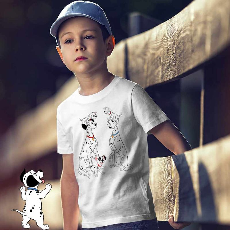 Fashion, accesorii si bijuterii - Copii - Imbracaminte copii - Tricouri copii - Tricou Copii Baieti 101 Dalmatieni Pongo Perdita Familie Catelusi, alb, marime M Copii - Infinity.ro