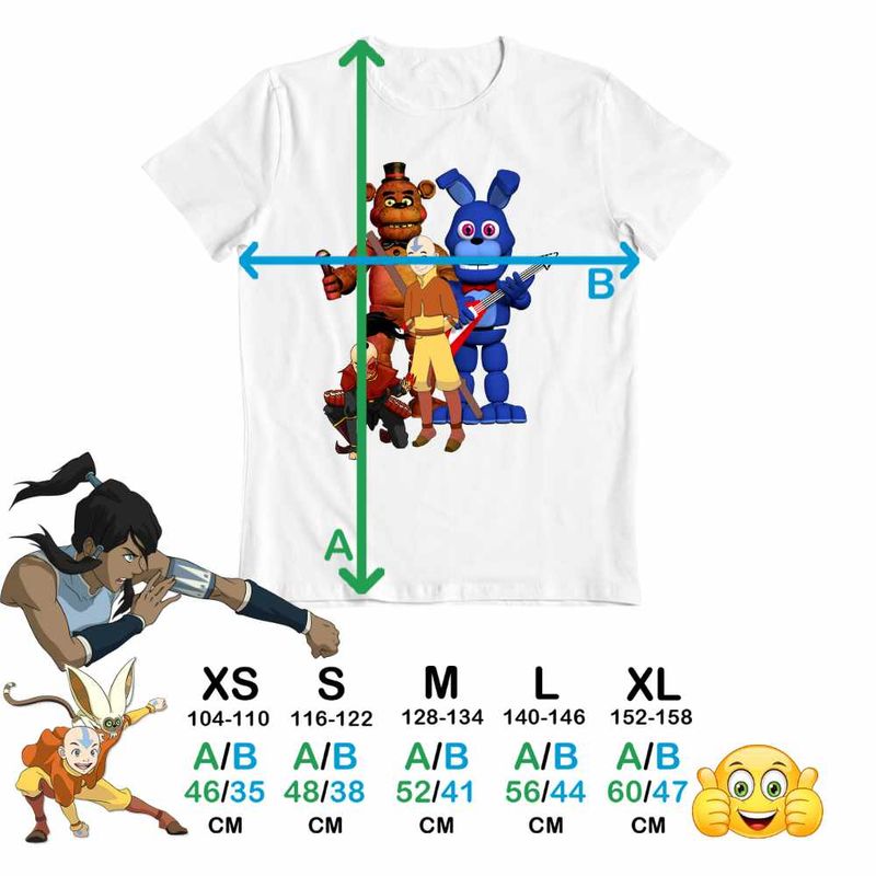 Fashion, accesorii si bijuterii - Copii - Imbracaminte copii - Tricouri copii - Tricou Copii Baieti Avatar Fnaf Freddy Last Airbender Firebender, alb, marime M Copii - Infinity.ro