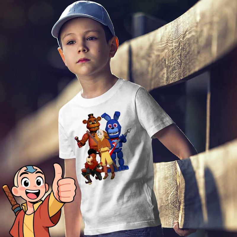 Fashion, accesorii si bijuterii - Copii - Imbracaminte copii - Tricouri copii - Tricou Copii Baieti Avatar Fnaf Freddy Last Airbender Firebender, alb, marime M Copii - Infinity.ro
