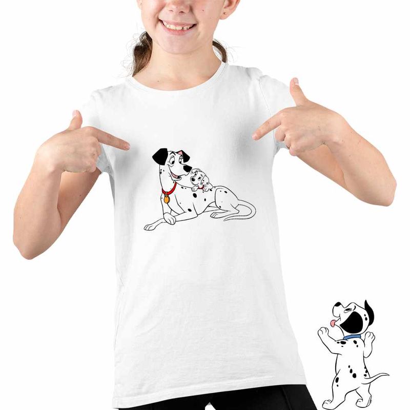 Fashion, accesorii si bijuterii - Copii - Imbracaminte copii - Tricouri copii - Tricou Copii Fete 101 Dalmatieni Pongo Freckles Dalmatian, alb, marime S Copii - Infinity.ro