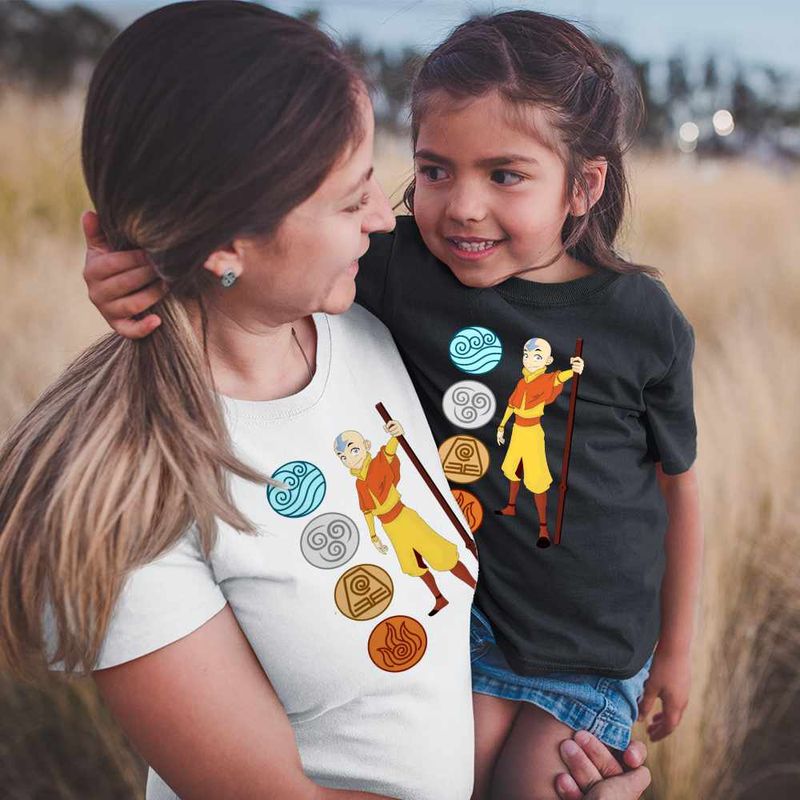 Fashion, accesorii si bijuterii - Copii - Imbracaminte copii - Tricouri copii - Tricou Copii Fete Avatar Airbender Cele 4 Elemente, alb, marime XL Copii - Infinity.ro