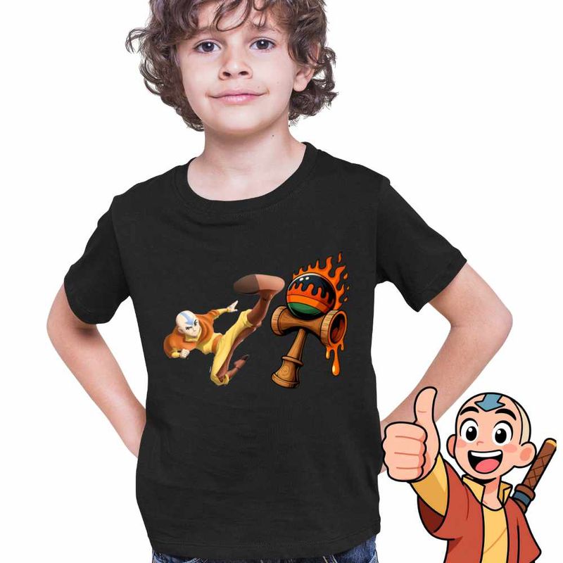 Fashion, accesorii si bijuterii - Copii - Imbracaminte copii - Tricouri copii - Tricou Copii Baieti Avatar Kendama Last Airbender, negru, marime L Copii - Infinity.ro