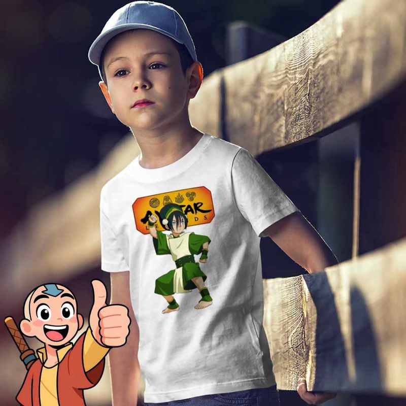 Fashion, accesorii si bijuterii - Copii - Imbracaminte copii - Tricouri copii - Tricou Copii Baieti Avatar Toph Bei Fong Legenda lui Aang Airbender, alb, marime XS Copii - Infinity.ro