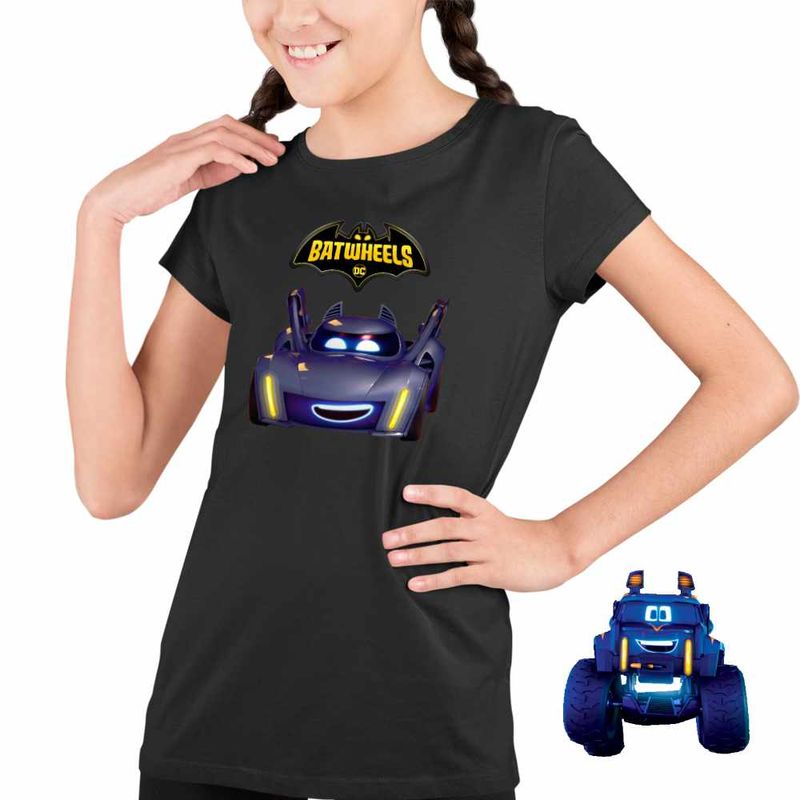Fashion, accesorii si bijuterii - Copii - Imbracaminte copii - Tricouri copii - Tricou Copii Fete Batwheels Batmobil Bam Batman Batroti Masini, negru, marime XS Copii - Infinity.ro