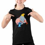Fashion, accesorii si bijuterii - Copii - Imbracaminte copii - Tricouri copii - Tricou Copii Fete Dumbo Stitch Timothy Soricel Elefant Circ, negru, marime M Copii - Infinity.ro