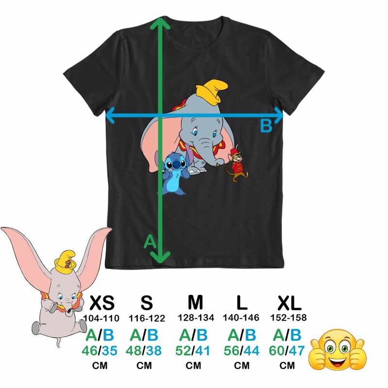 Fashion, accesorii si bijuterii - Copii - Imbracaminte copii - Tricouri copii - Tricou Copii Fete Dumbo Stitch Timothy Soricel Elefant Circ, negru, marime M Copii - Infinity.ro