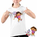 Fashion, accesorii si bijuterii - Copii - Imbracaminte copii - Tricouri copii - Tricou Copii Fete Dora Explorer Maimuta Aventuri, alb, marime S Copii - Infinity.ro
