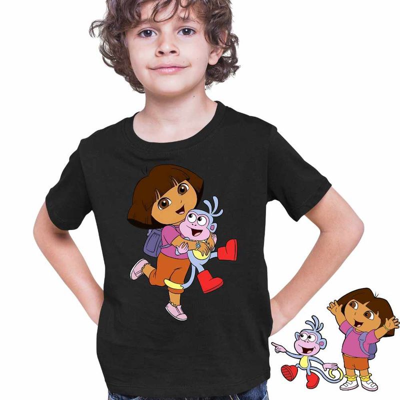 Fashion, accesorii si bijuterii - Copii - Imbracaminte copii - Tricouri copii - Tricou Copii Baieti Dora Exploratoarea Explorere, negru, marime S Copii - Infinity.ro
