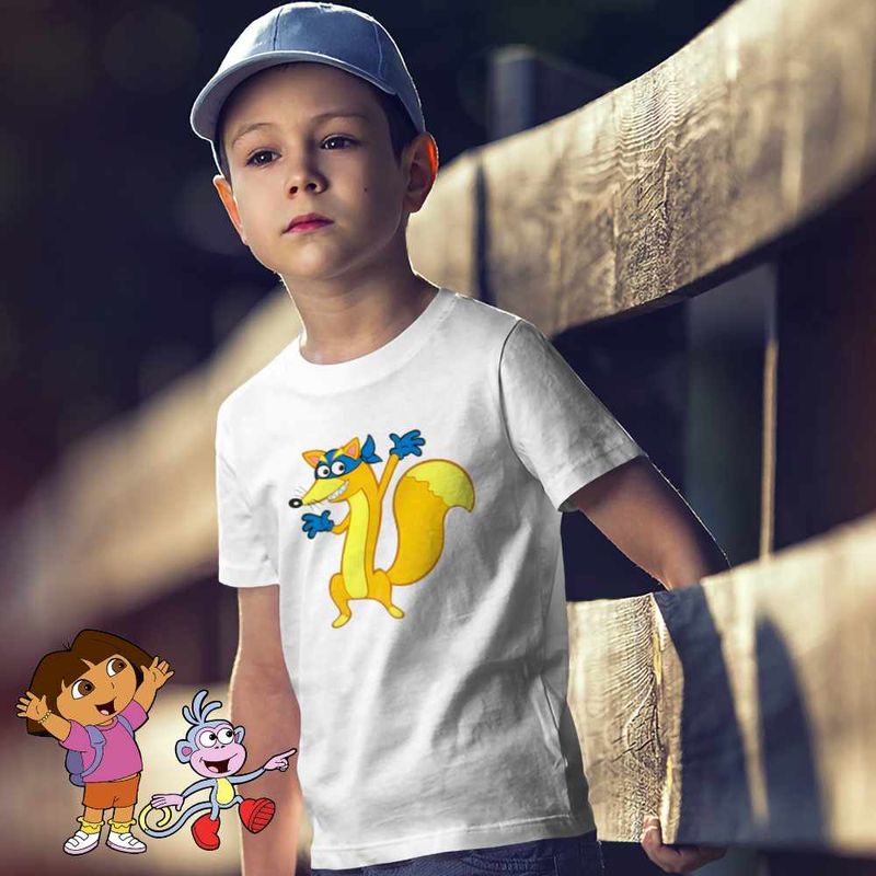 Fashion, accesorii si bijuterii - Copii - Imbracaminte copii - Tricouri copii - Tricou Copii Baieti Dora Exploratoarea Swiper Hotomanul, alb, marime M Copii - Infinity.ro