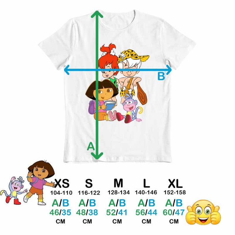 Fashion, accesorii si bijuterii - Copii - Imbracaminte copii - Tricouri copii - Tricou Copii Baieti Dora the Explorer Familia Flintstone Bam Bam Bebelusi, alb, marime S Copii - Infinity.ro