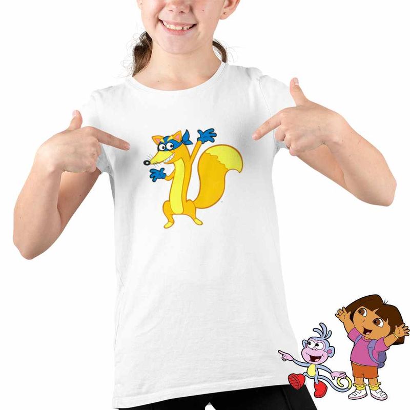 Fashion, accesorii si bijuterii - Copii - Imbracaminte copii - Tricouri copii - Tricou Copii Fete Dora Exploratoarea Swiper Hotomanul, alb, marime S Copii - Infinity.ro